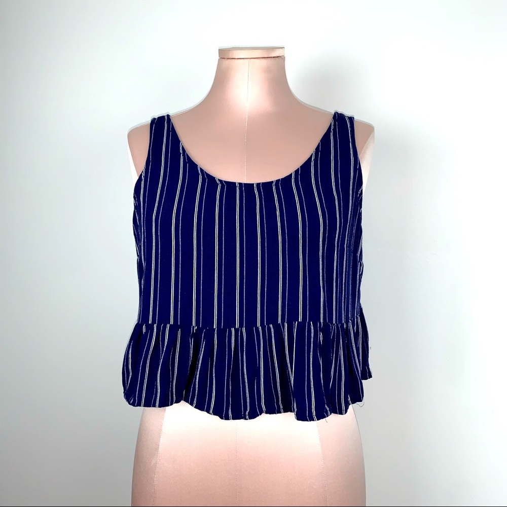 LA Hearts Striped Tie Back Cropped Tank